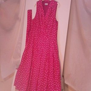 Jones Studio hot pink/white polka dot dress